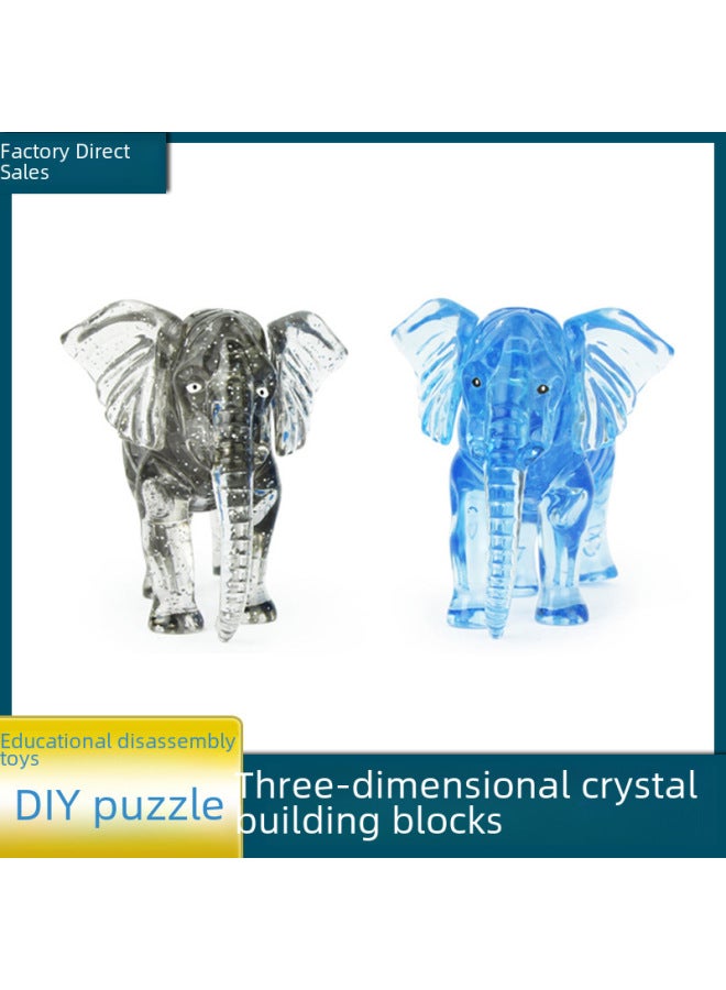 3d Puzzle Toys Jigsaw Puzzles Building Blocks Educational Brain Teaser Games For Kids Adults-Color:Elephant (Blue) - Image 2